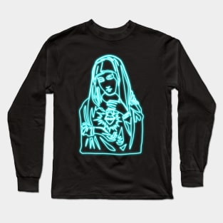 Blue Neon - Immaculate Heart of Mary Long Sleeve T-Shirt